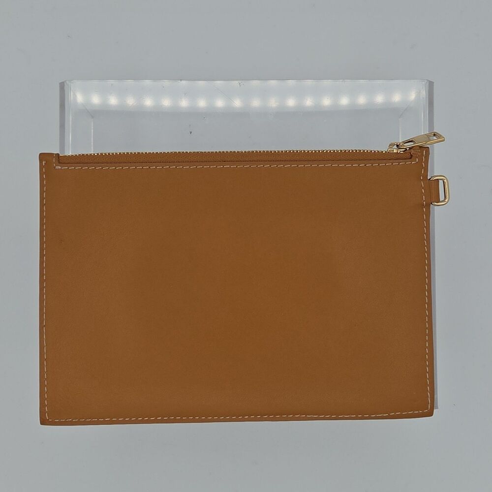 Alexander McQueen Smooth Leather Zip Pouch Clutch Bag Camel Tan Brown Made Italy - Picture 3 of 6